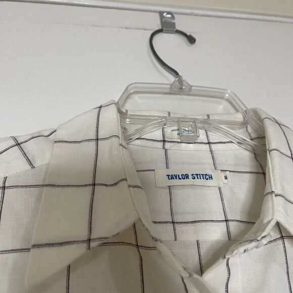 TAYLOR STITCH IVORY PLAID BUTTON DOWN MEN COLLAR SHIRT SIZE MEDIUM - Picture 2 of 5